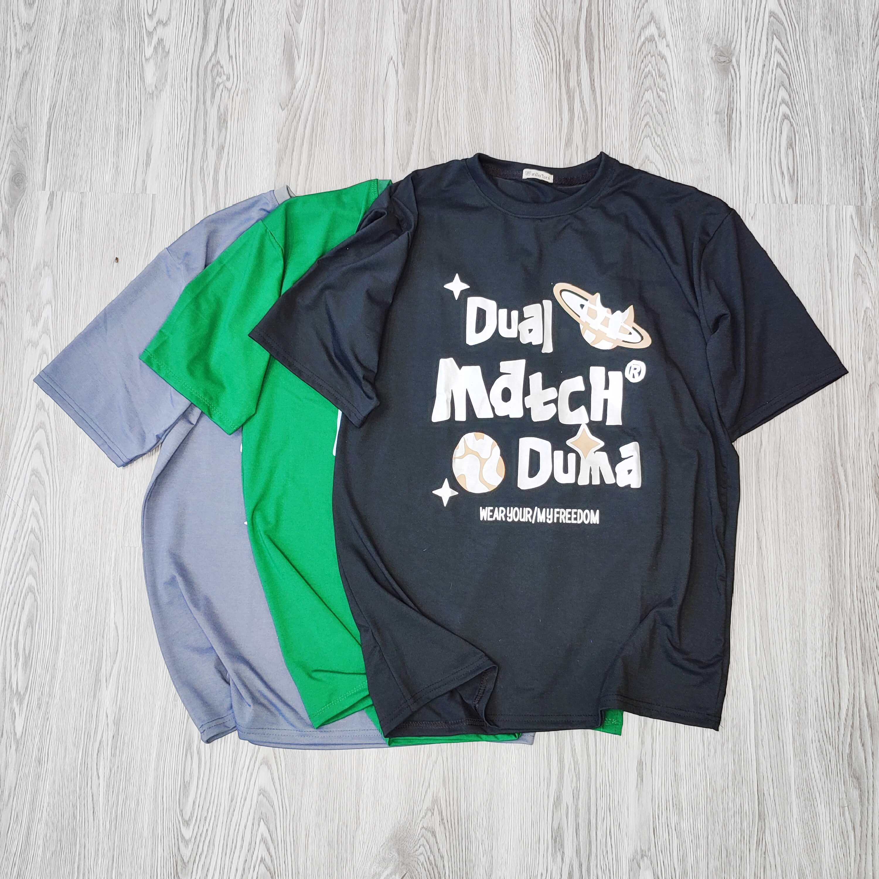 MS024 Áo Thun Unisex Nam Nữ, Áo Thun Form Rộng Thời Trang In Chữ Dễ Thương Freesize