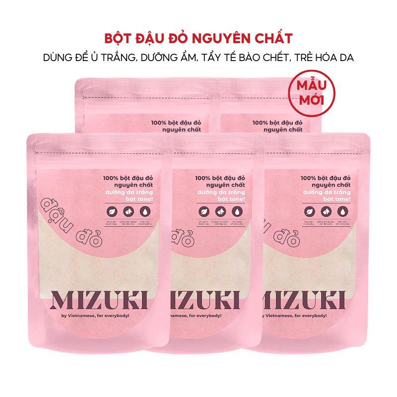 Combo 5 Túi Bột Đậu Đỏ Nguyên Chất Mizuki Tẩy Tế Bào Chết, Dưỡng Trắng Da, Se Khít Lỗ Chân Lông