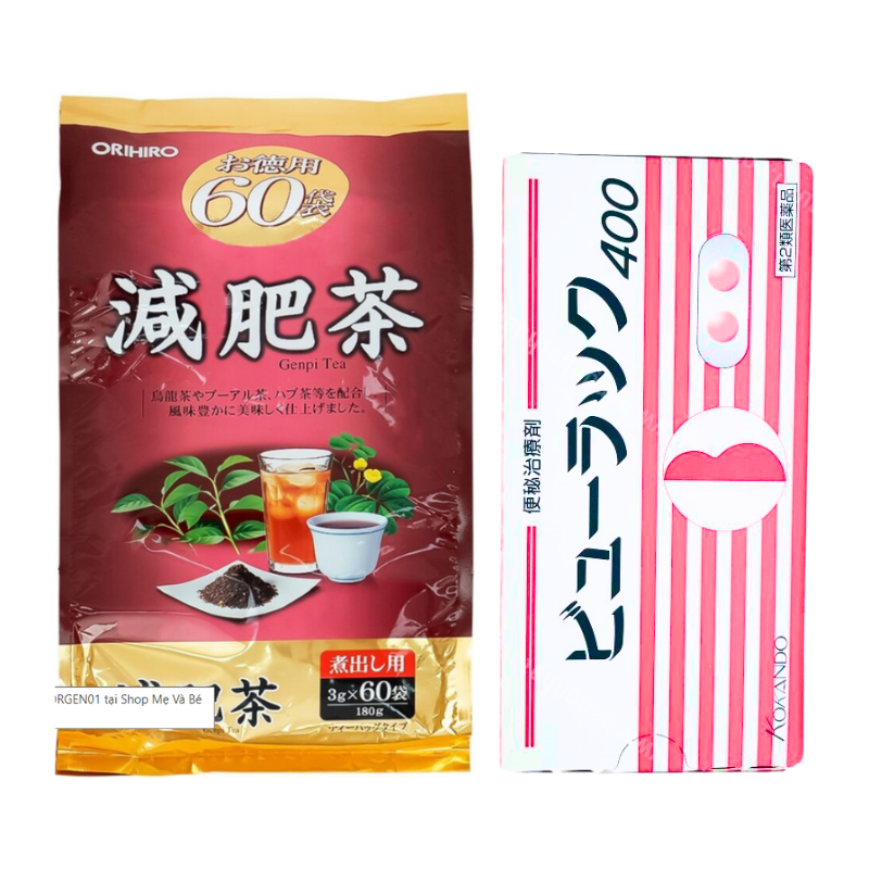 Combo 1 Gói Trà Thanh Lọc Cơ Thể Giảm Cân Giảm Mỡ Bụng + 1 Hộp 8 vỉ nhuận tràng Nhật Bản