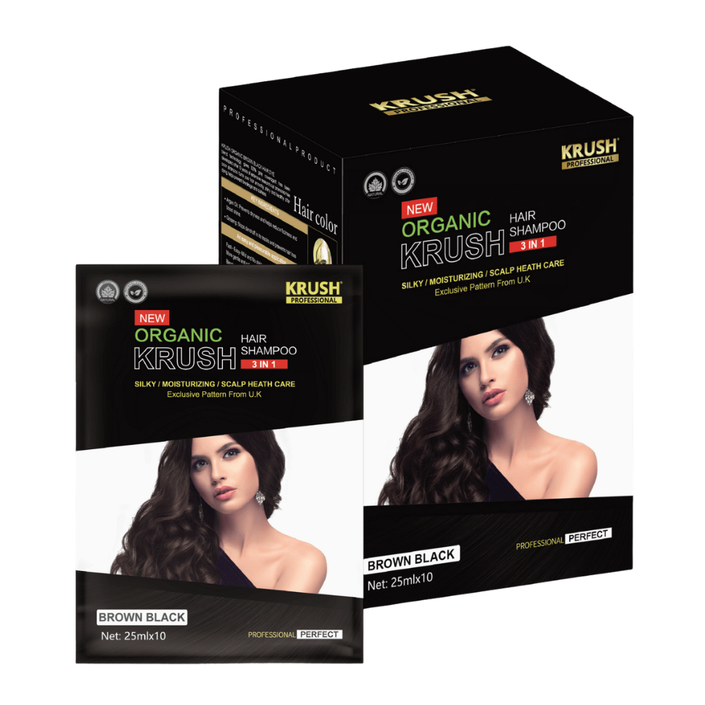 Dầu Gội Phủ Bạc Krush Anh Quốc Hộp 10 Gói x 25ml - Màu Nâu Đen