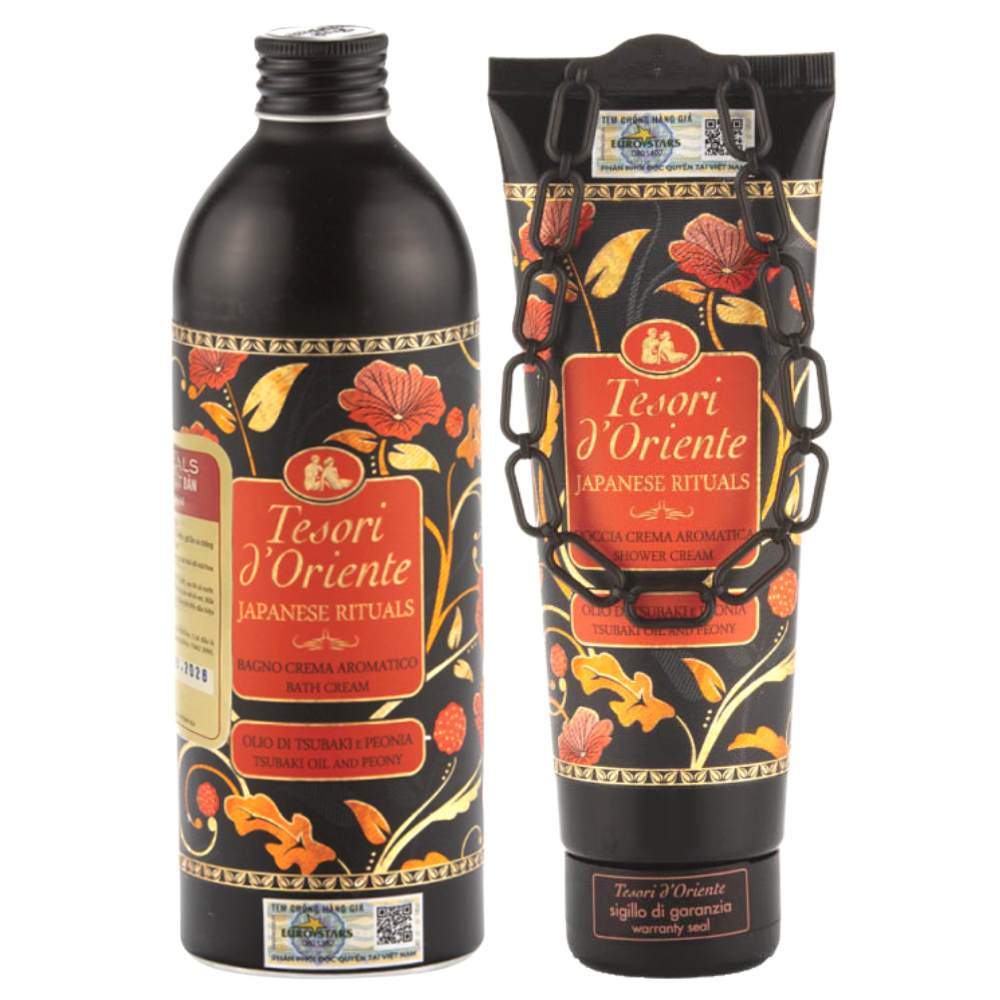 Combo Sữa Tắm Hương Nước Hoa Cao Cấp Tesori d'Oriente Hoa Trà Nhật Bản (Chai 500ml - Tuýp 250ml)
