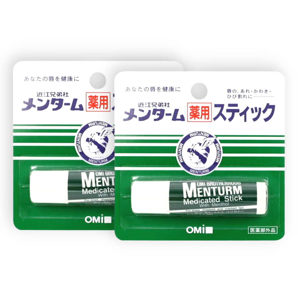 Combo 2 Son Dưỡng Omi Brotherhood Menturm Medicated Stick With Menthol Nhật Bản 4g - Dành Cho Môi Khô Và Nứt Nẻ
