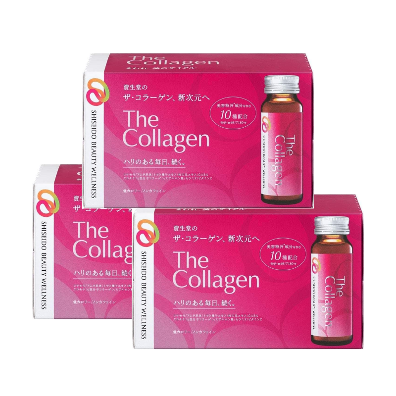 Combo 3 hộp nước uống The Collagen Shiseido (Hộp 10 chai x 50ml)