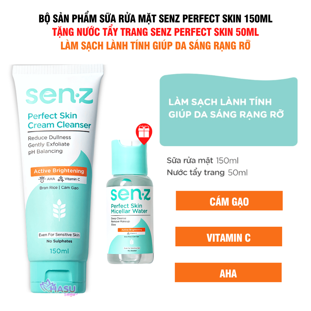 Sữa Rửa Mặt Dạng Kem SenZ Perfect Skin Cream Cleanser 150ml - Làm Sạch Lành Tính Giúp Da Sáng Rạng Rỡ Cho Mọi Loại Da
