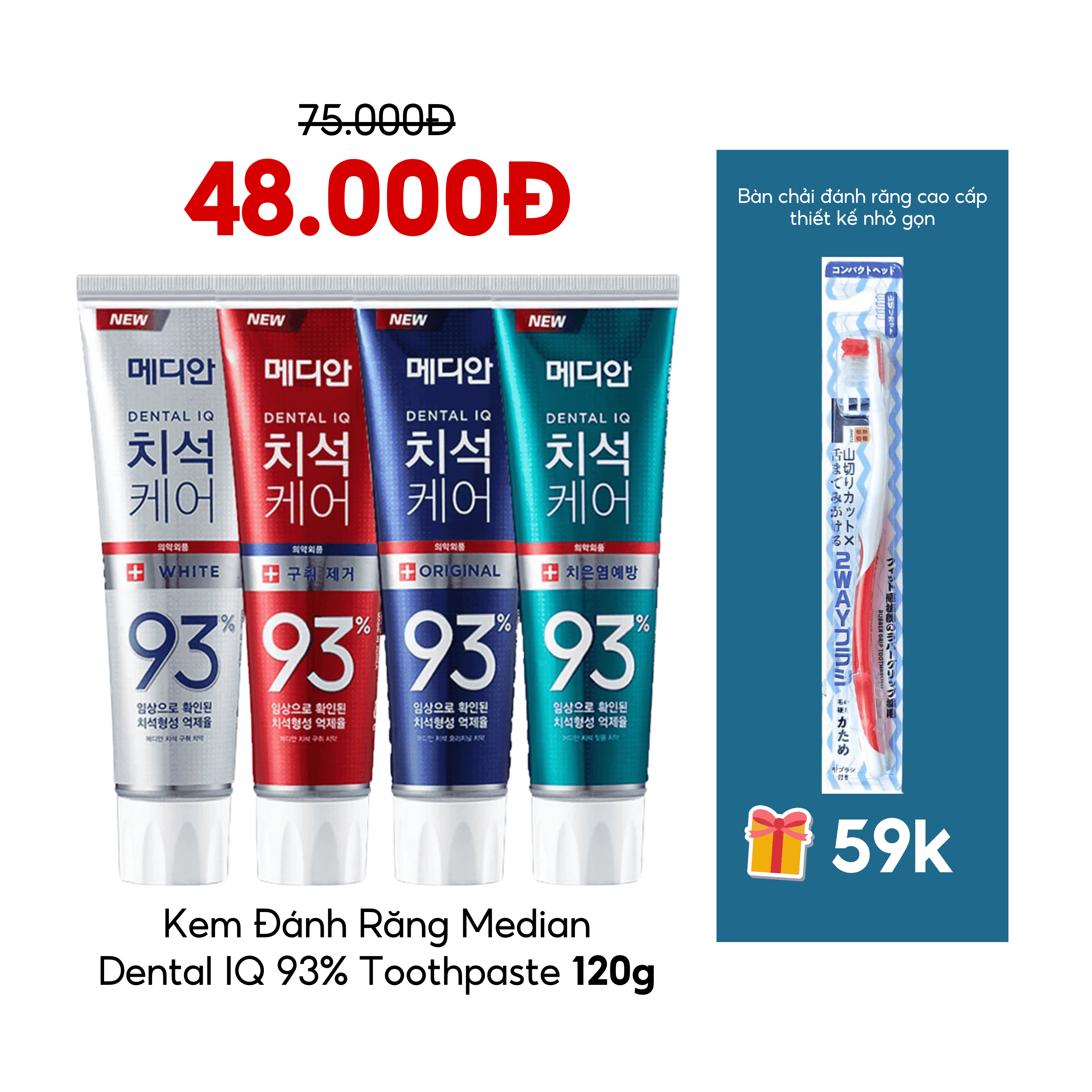 Kem Đánh Răng Median Dental IQ 93% Toothpaste 120g Hàn Quốc