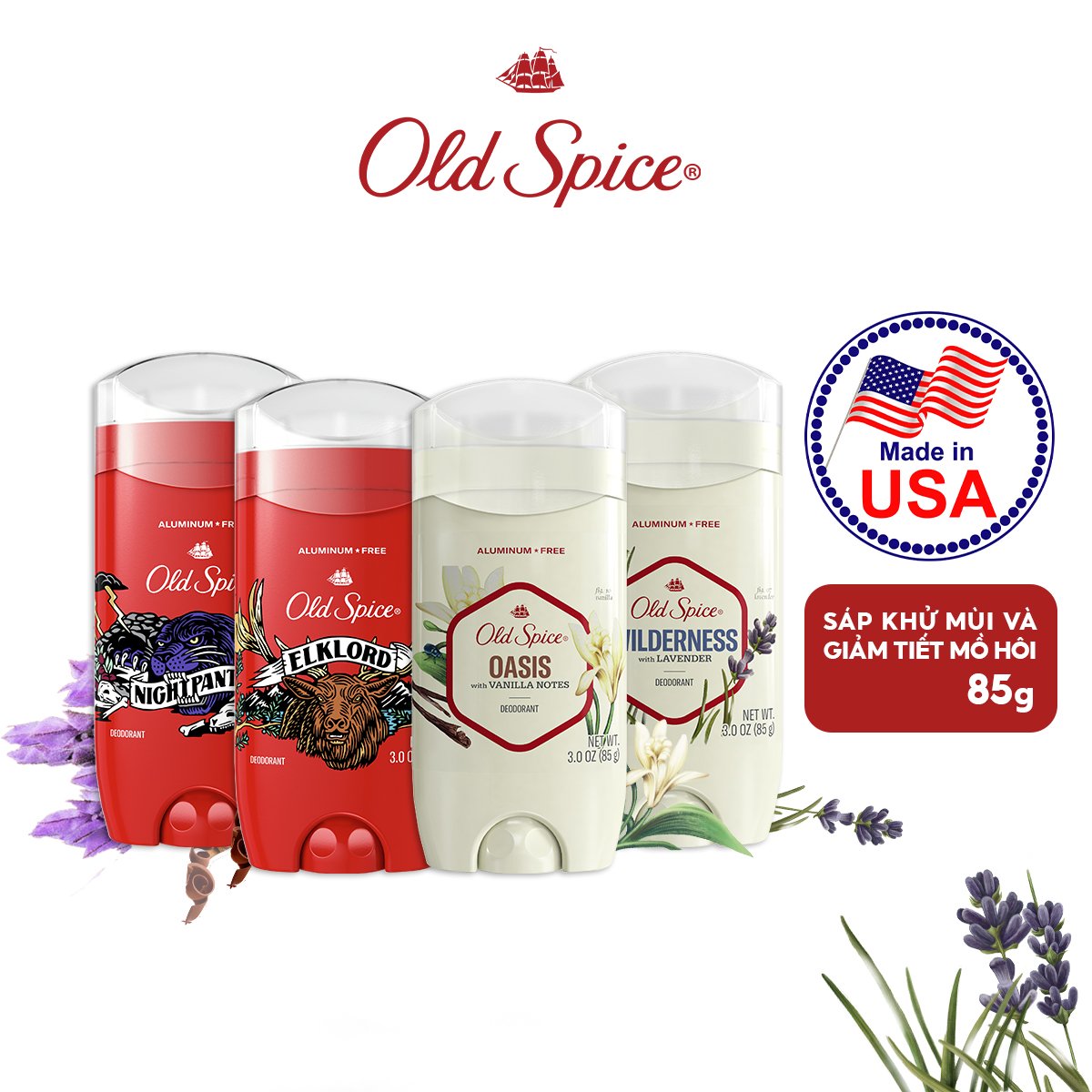 [Chính hãng] Lăn khử mùi  Old Spice  hương thơm nam tính khử mùi bền bỉ suốt 48h không gây vệt ố vàng