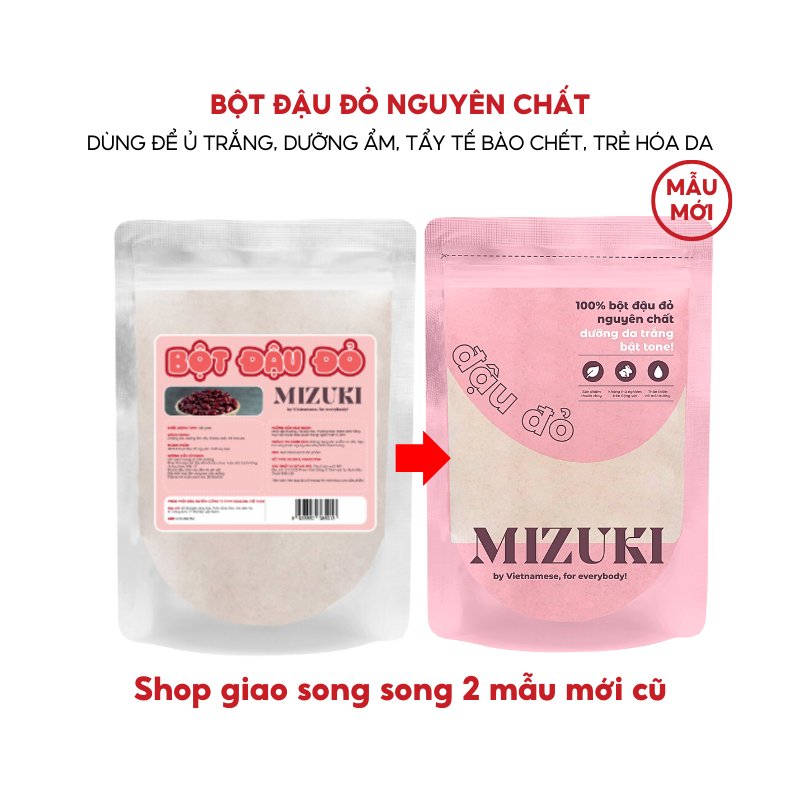 Bột Đậu Đỏ Nguyên Chất Mizuki Tẩy Tế Bào Chết, Dưỡng Trắng Da, Se Khít Lỗ Chân Lông