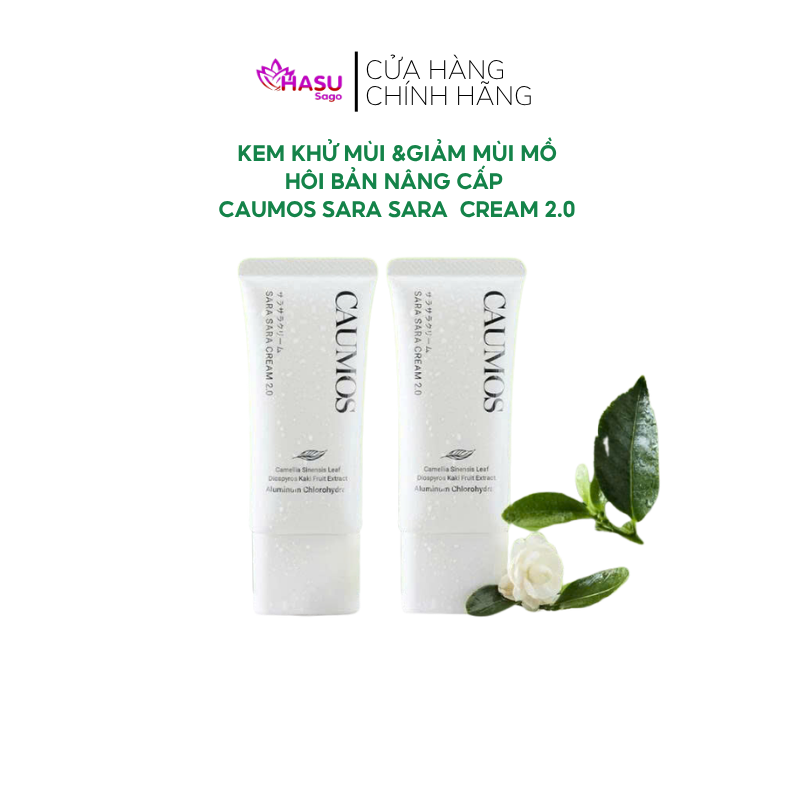 Kem Khử Mùi Không Cồn CAUMOS SARA SARA Cream 2.0 – Bản Nâng Cấp Khô Thoáng Nhẹ Tênh, Chiết Xuất Trà Xanh Nhật Bản