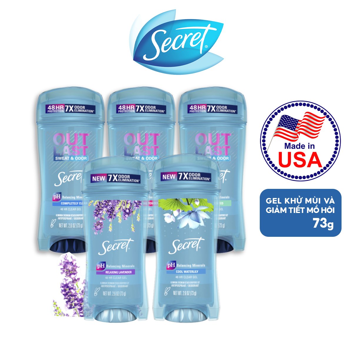 [Chính hãng] Lăn khử mùi nữ Secret Clear Gel 73g