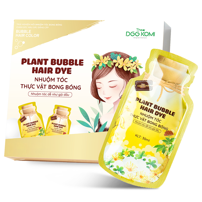 [Hộp 10 gói x 30ml] Nhuộm tóc bong bóng mật ong DGGKOMI nhuộm màu thời trang lên màu chuẩn salon