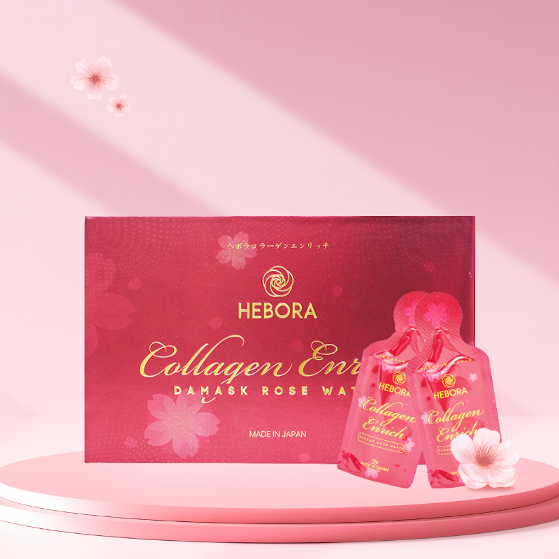 Nước Uống Hebora Collagen Enrich Damask Rose Water Nhật Bản (Dạng Túi)