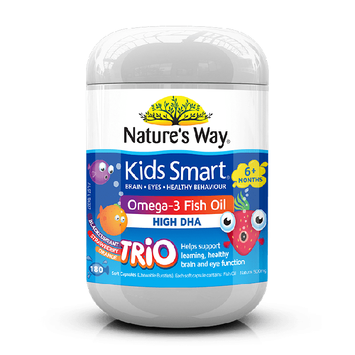 Kẹo mềm chứa dầu cá tự nhiên cho bé Nature's Way Kids Smart Omega 3 Fish Oil Trio 180 Capsules - Hàng Úc