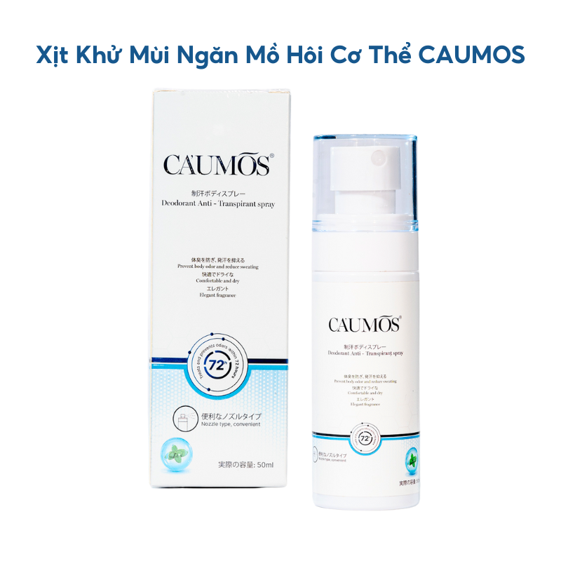 Xịt Khử Mùi Ngăn Mồ Hôi Cơ Thể Nhật Bản CAUMOS Hương Bạc Hà thơm mát chiết xuất từ thực vật giảm tiết mồ hôi