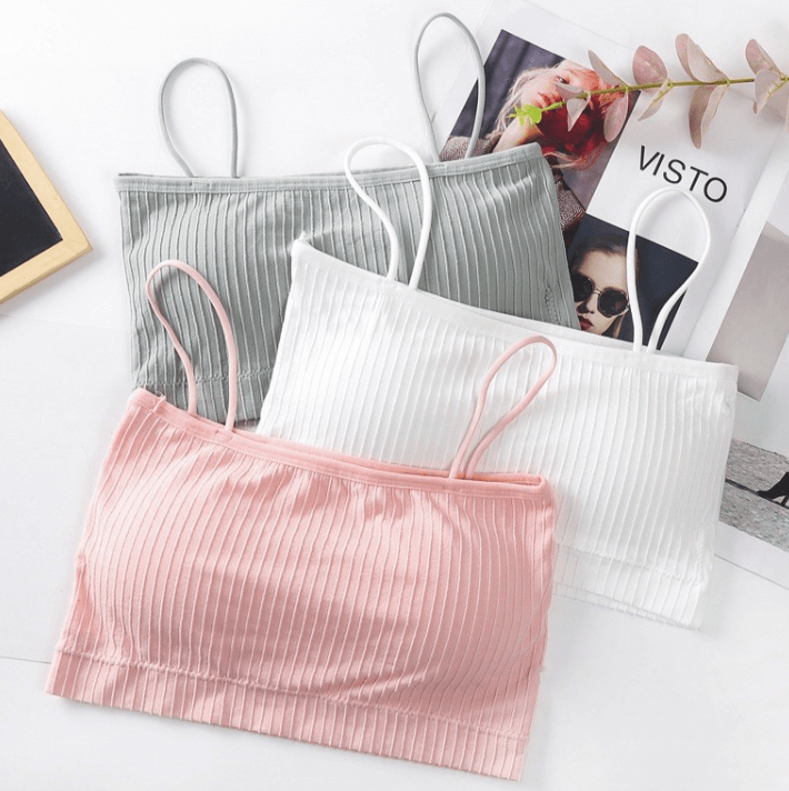 [A07] Áo Lót Quây, Áo Ngực Áo Bra Áo Ống 2 Dây Cotton Gân Tăm Có Mút Ngực Tháo Rời Freesize Từ 35-55kg