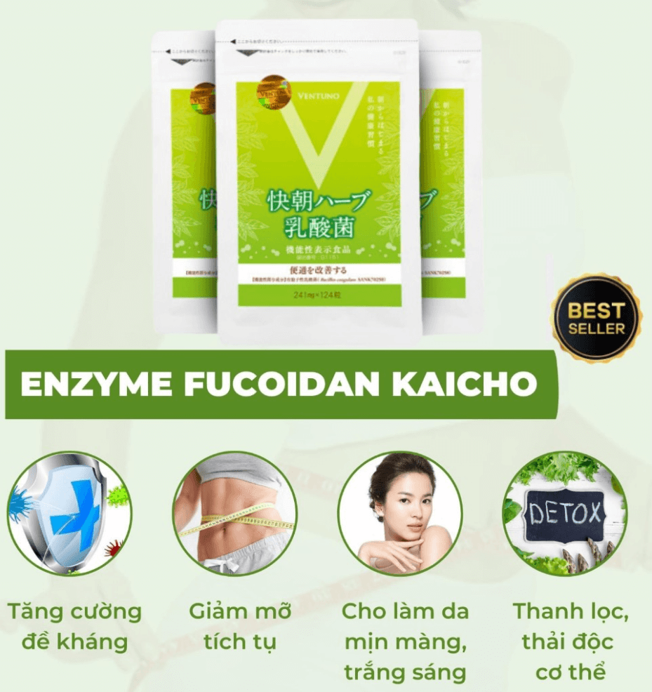Viên Uống Giảm Gân Enzyme Fucoidan Kaicho 124 Viên