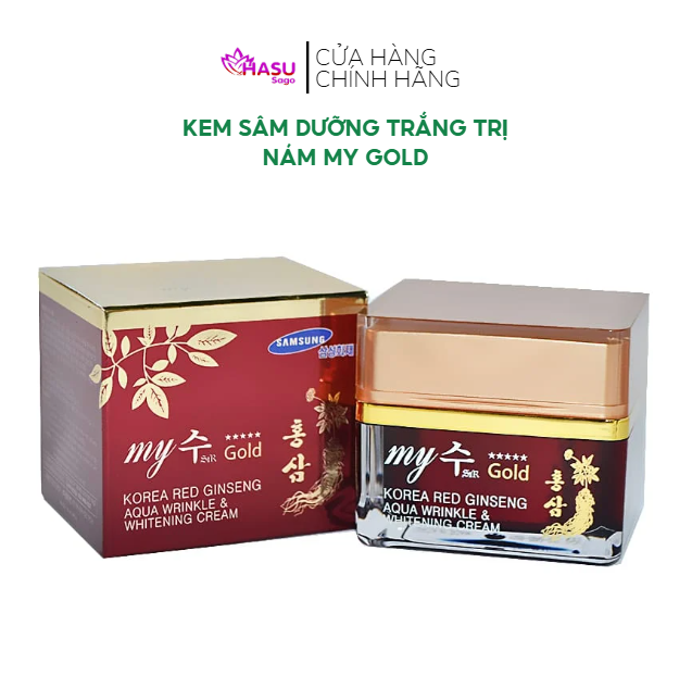 Kem Sâm Đỏ Hàn Quốc My Gold Korea Red Ginseng Aqua Wrinkle & Whitening Cream 50ml