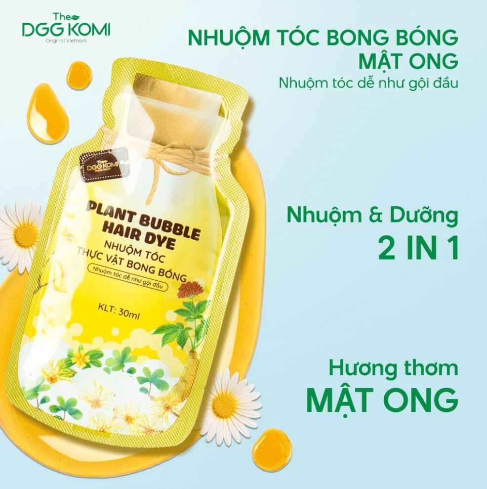 Nhuộm tóc bong bóng mật ong DGGKOMI gói 30ml đa dạng màu thời trang chiết xuất thiên nhiên an toàn