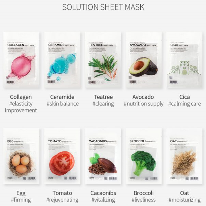 Combo 10 mặt nạ Tenzero trong suốt mix đủ loại, dưỡng da trắng sáng, cấp ẩm toàn diện Hàn Quốc 25ml
