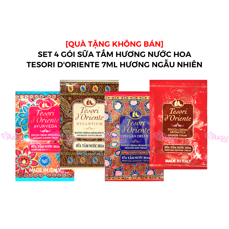 [Quà tặng không bán] Set 4 gói sữa tắm hương nước hoa Tesori d'Oriente 7ml hương ngẫu nhiên