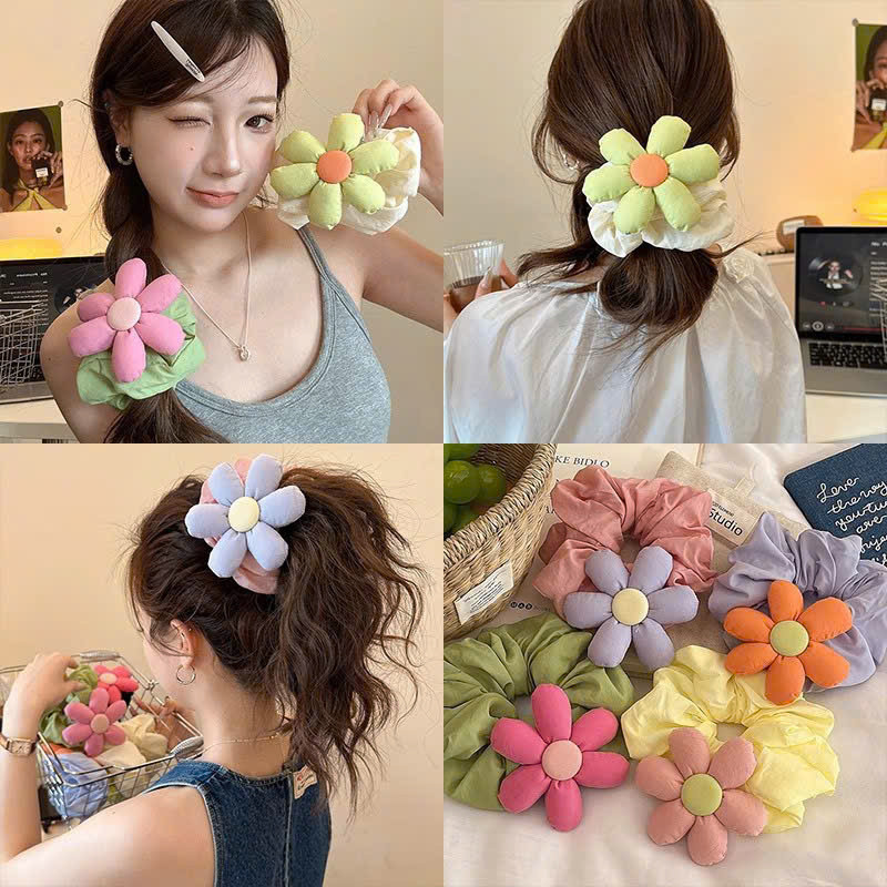 Buộc Tóc Scrunchies, Dây Buộc Tóc Hoa, Dây Buộc Tóc Đuôi Ngựa Đàn Hồi Cao Cấp Nhẹ Nhàng Thời Trang Dành Cho Nữ