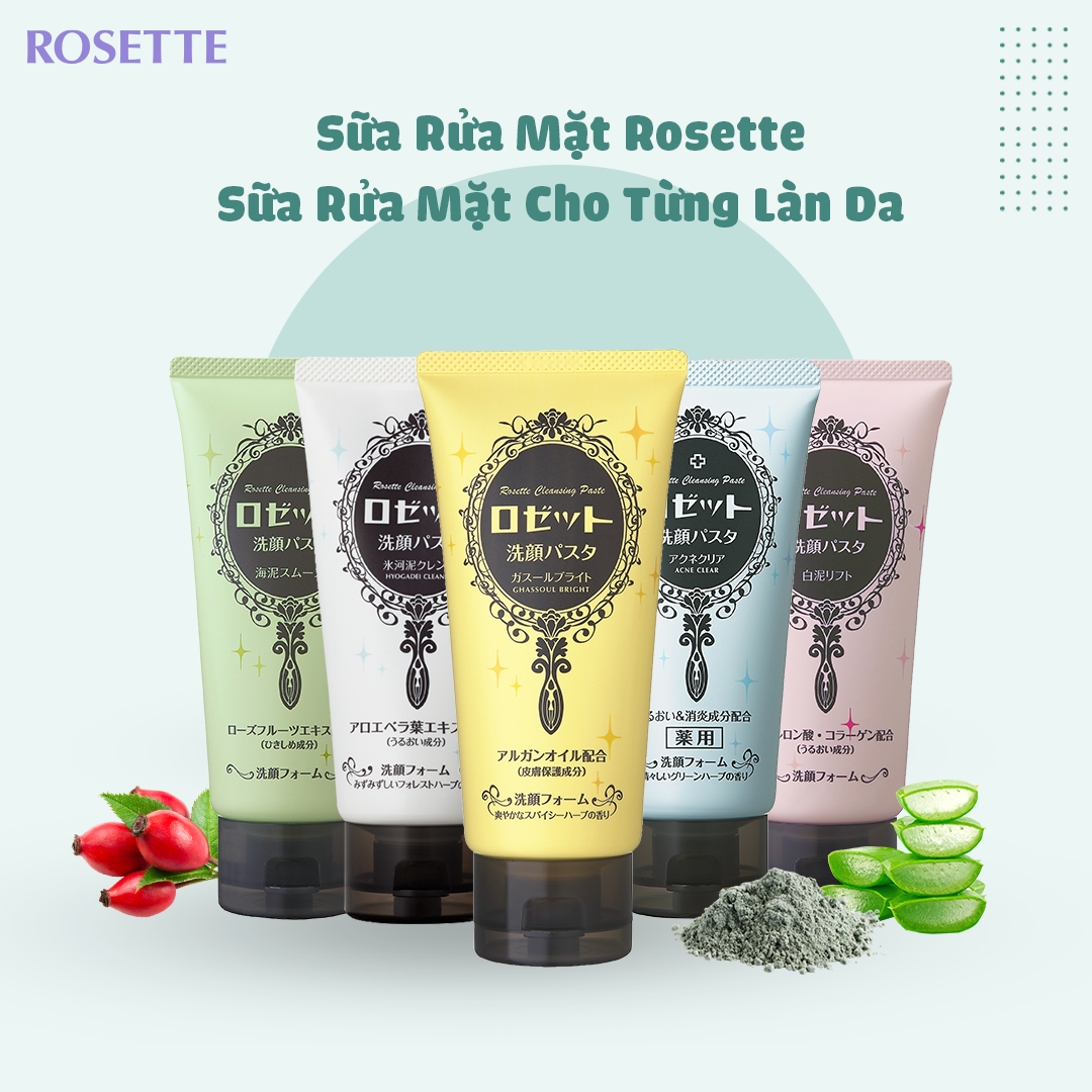 Sữa Rửa Mặt Rosette Cho Từng Làn Da Face Wash Pasta Acne Clear 120g