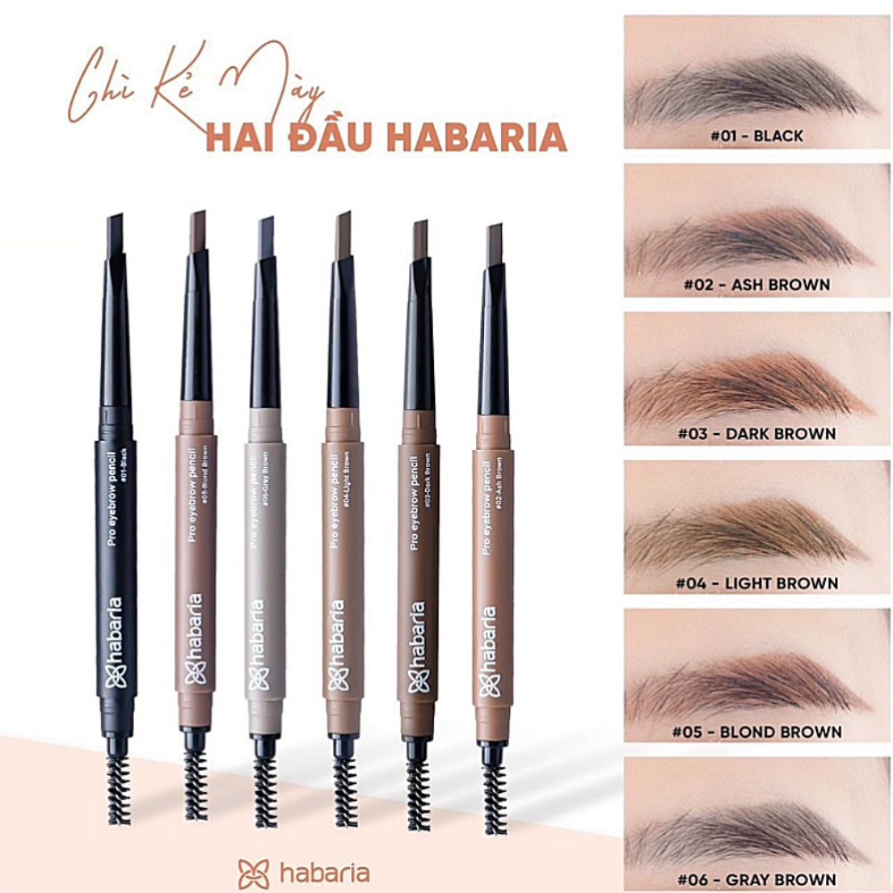 Chì Kẻ Mày Hai Đầu Không Lem Lâu Trôi Habaria Pro Eyebrown Pencil 0.3g