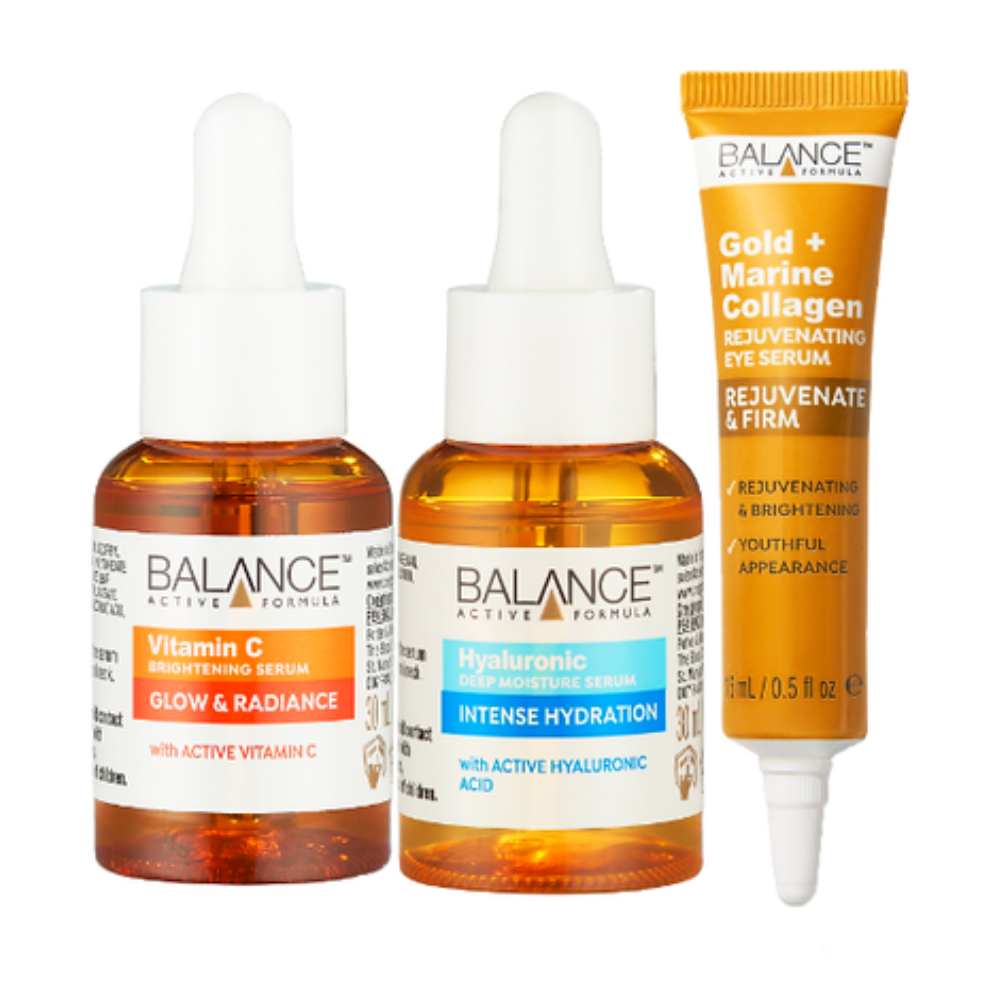 Combo Balance dưỡng toàn diện Serum Vitamin C 30ml+Serum Hyaluronic 30ml+Kem mắt Gold Collagen 15ml