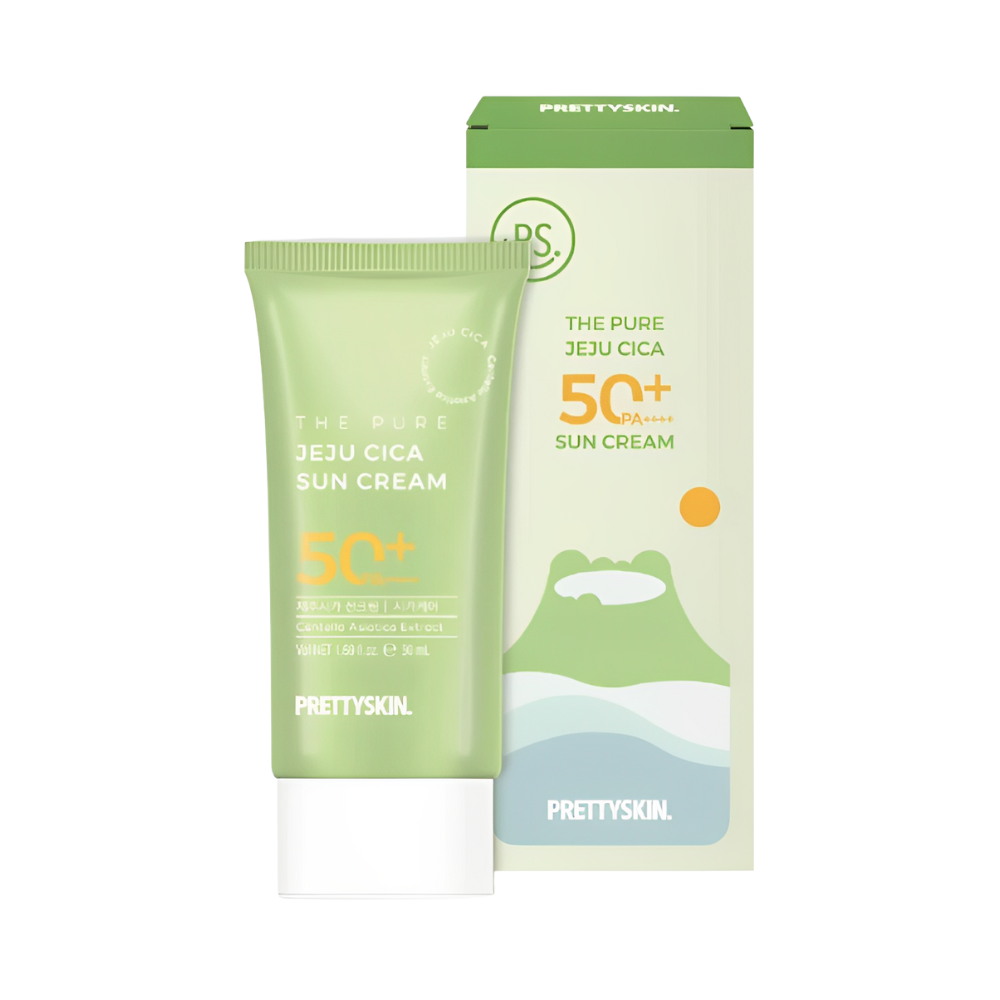 Kem Chống Nắng Rau Má Dành Cho Da Dầu Mụn Nhạy Cảm PRETTYSKIN Jeju Cica SPF50+ PA++++ 50ml