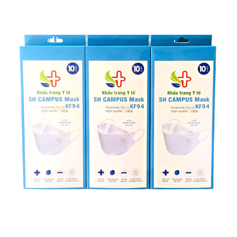 Hộp 10 cái khẩu trang 4 lớp KF94 Campus (màu ngẫu nhiên)