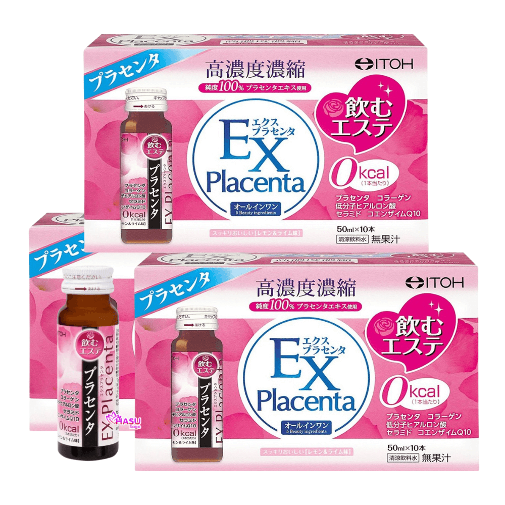 Combo 3 Hộp Nước Uống Đẹp Da Collagen Itoh EX Placenta - Hộp 10 Lọ x 50ml