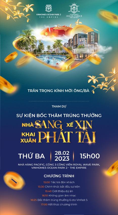 SỰ KIỆN BỐC THĂM TRÚNG THƯỞNG “NHÀ SANG - XẾ XỊN - KHAI XUÂN PHÁT TÀI” VỚI CƠ HỘI TRÚNG THƯỞNG SIÊU GIÁ TRỊ 6 XE Ô TÔ VINFAST VF 5 PLUS