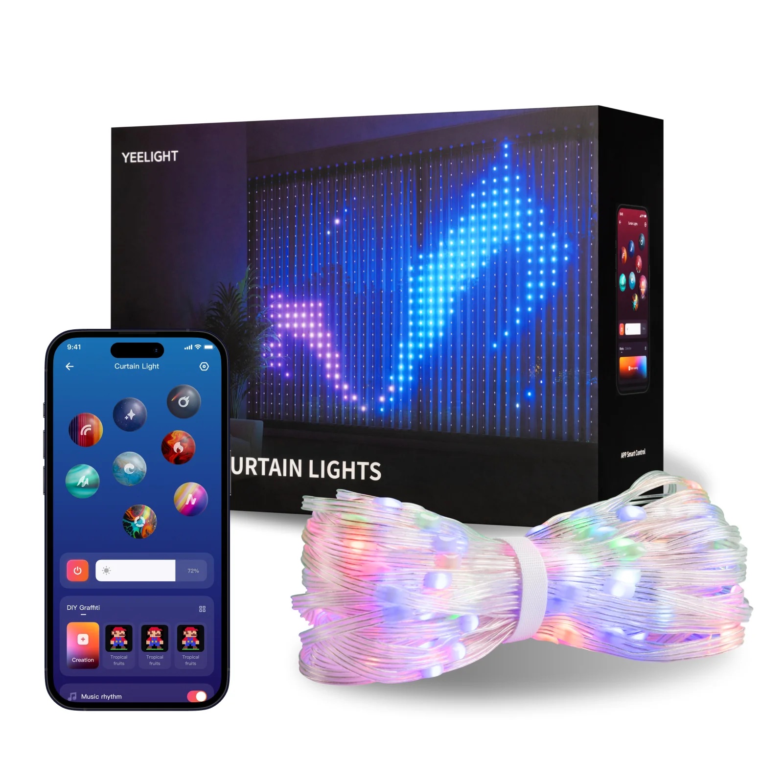 Đèn trang trí rèm cửa thông minh Yeelight RGBIC 150x200 cm - Kết nối Bluetooth App - Chống nước IP65 - DIY