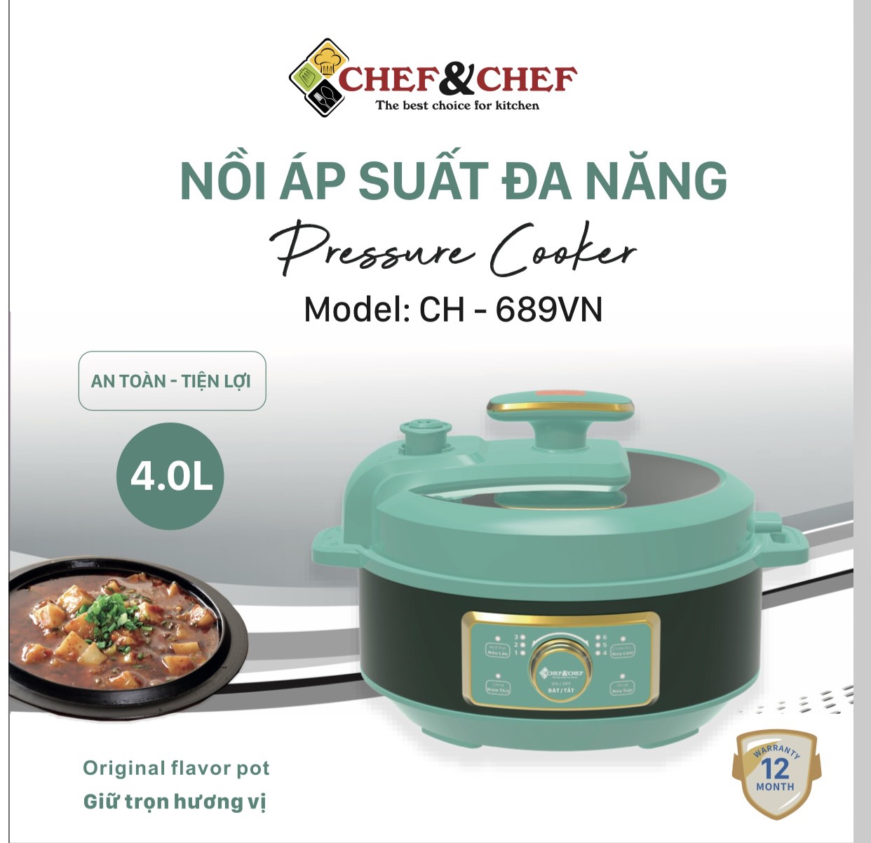 Nồi áp suất đa năng CHEF&CHEF 689VN