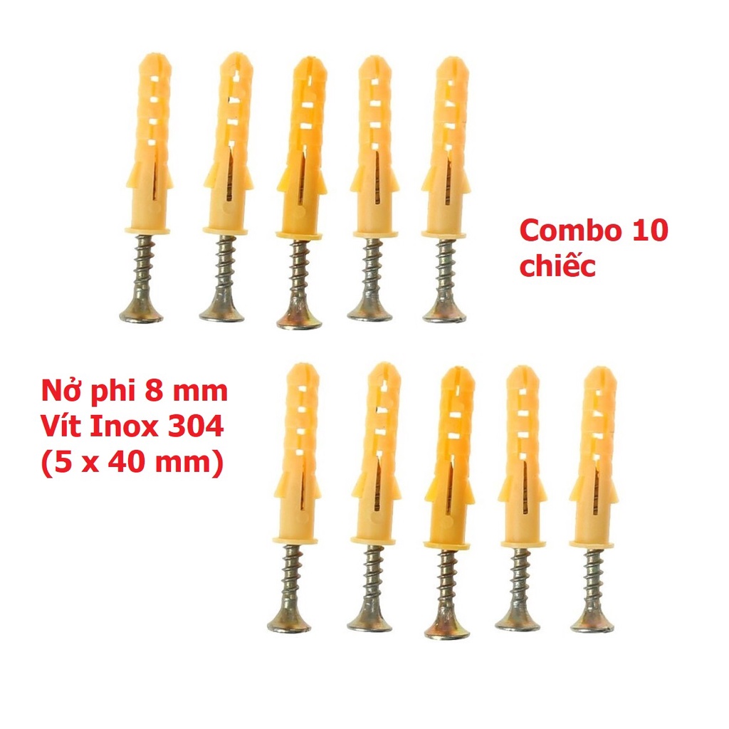 Set 10 Vít Inox 304 Kèm Nở Nhựa màu Vàng 6 - 8mm - Hàng Tốt, Vít Inox ...