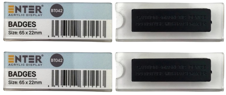 Phôi thẻ tên mica Enter BT042 65X22mm gắn nam châm N007