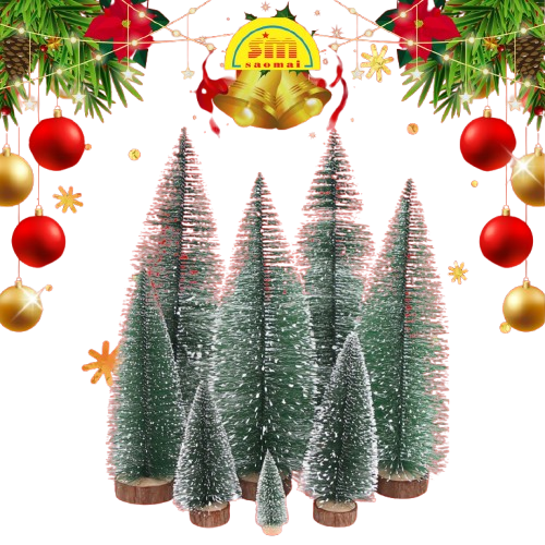 Noel-Set 5 cây thông tròn phủ tuyết 10cm 91-1901-JC