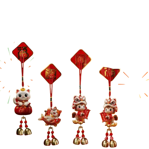 Tết-Trang trí thần tài/mèo/cá chuông-KTN