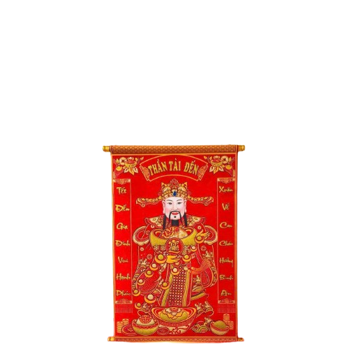 Tết - Liễn Thần Tài Nhung ( 40 x 60 )cm
