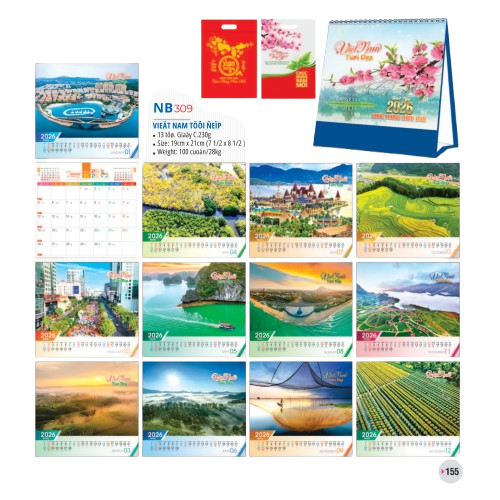 Lịch bàn chữ A 2026-NB