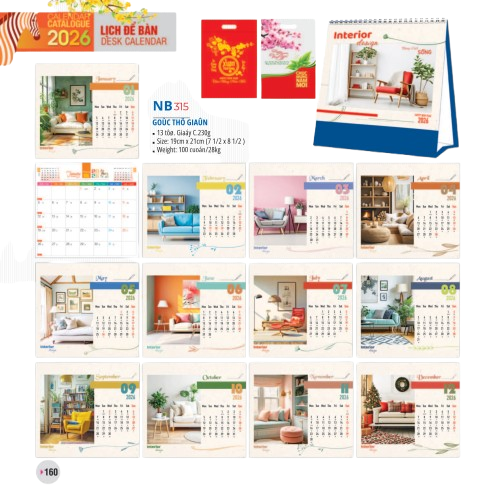 Lịch bàn chữ A 2026-NB