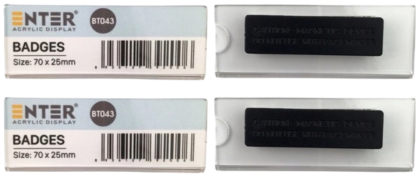 Phôi thẻ tên mica Enter BT043 70X25mm gắn nam châm N010
