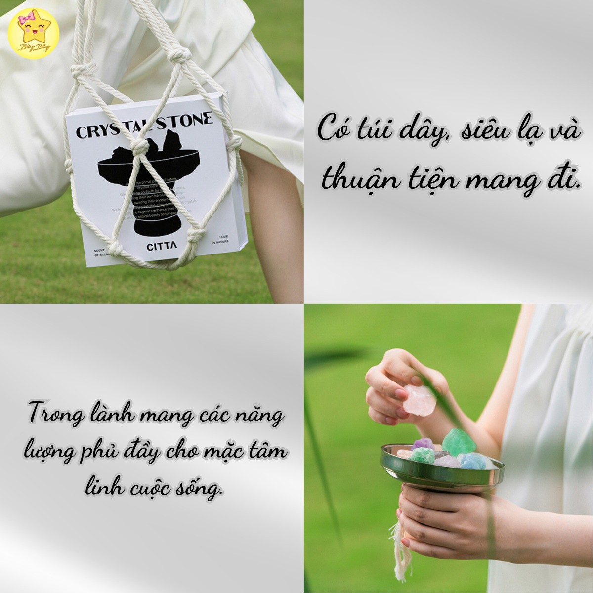 Set tinh dầu+đá thạch anh Citta kèm túi Tote-BL