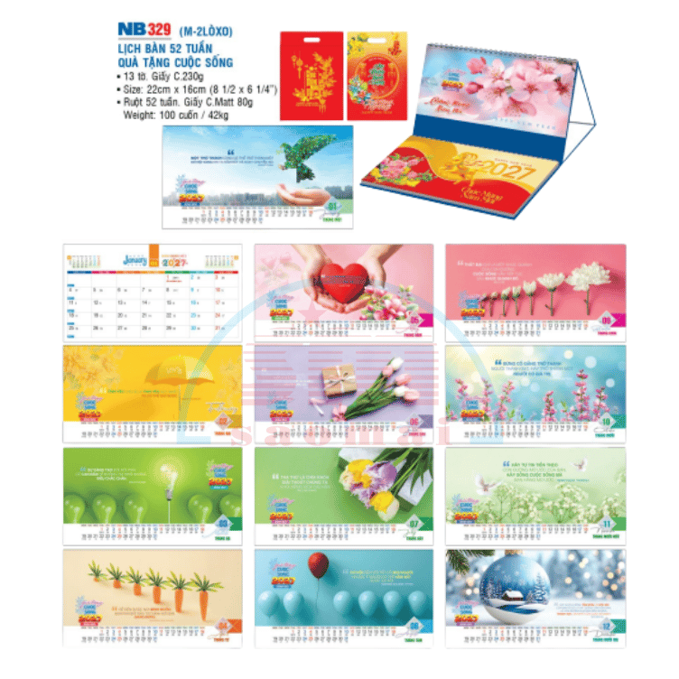 Lịch bàn 2 lò xo 2027-NB