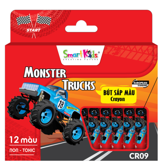 Sáp SmartKids 12 màu Gift Monster Truck CR09-BT
