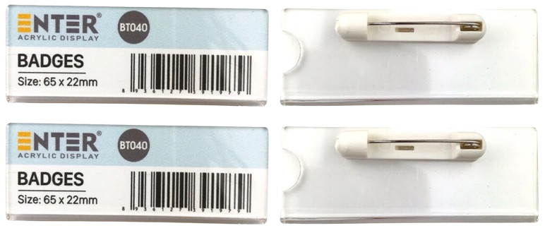 Phôi thẻ tên mica Enter BT040 65X22mm gắn kim N004A