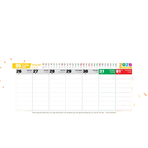 Lịch bàn 52 tuần đế nhựa 2026-V