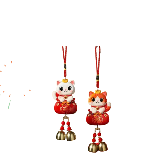 Tết-Trang trí thần tài/mèo/cá chuông-KTN