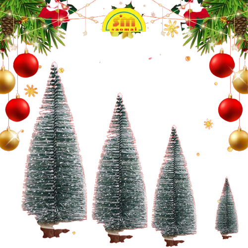 Noel-Set 4 cây thông tròn phủ tuyết 15cm 91-1902-JC