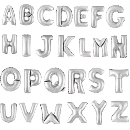 Bong bóng chữ/số rời/bạc tim lớn-PARTY/QSN