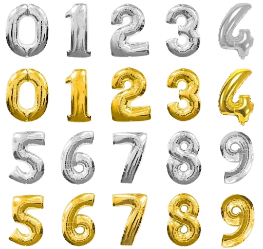 Bong bóng chữ/số rời/bạc tim lớn-PARTY/QSN